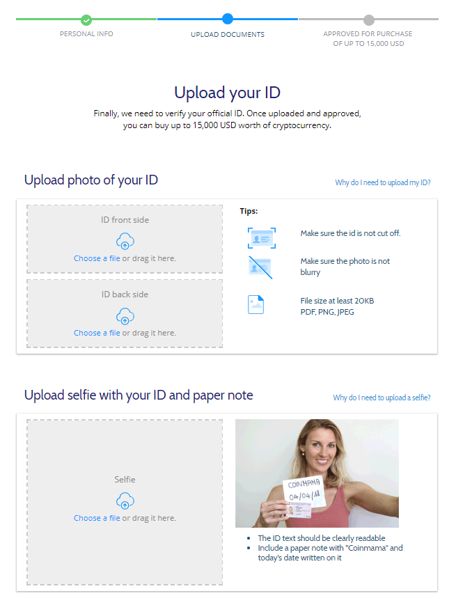 Coinmama Exchange KYC Verification