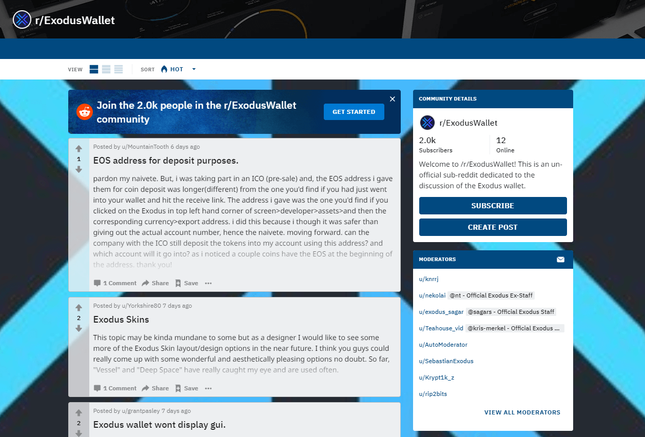 Exodus Wallet For Ethereum Reddit Thread