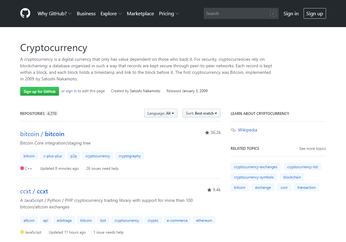 GitHUB Cryptocurrency