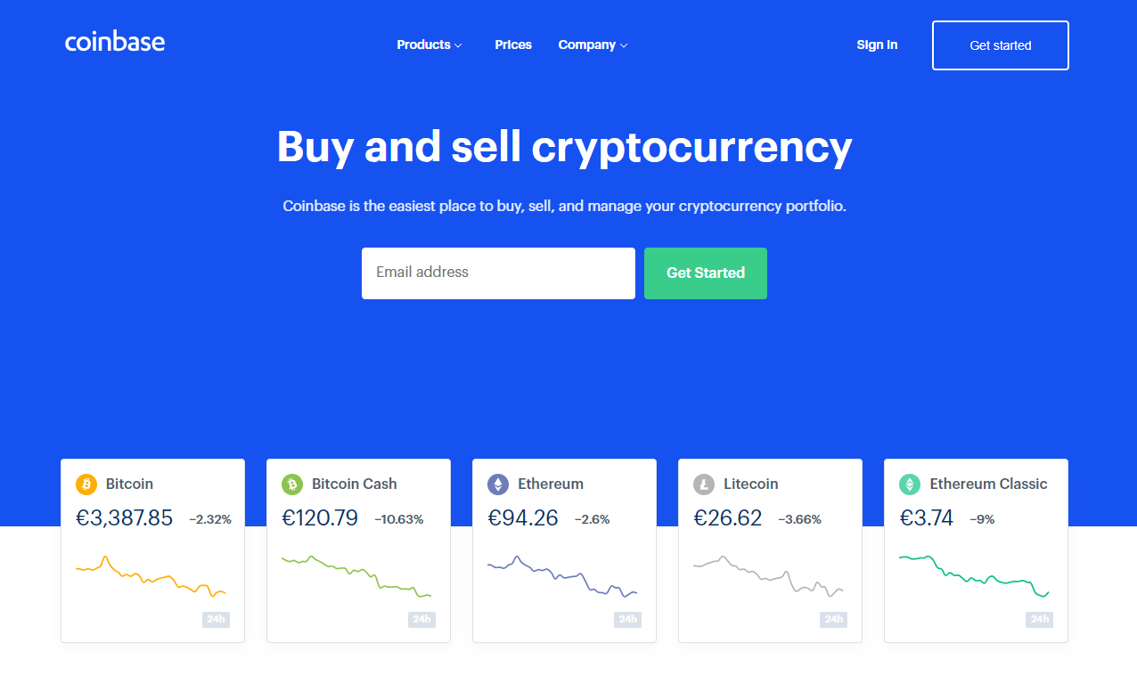 Beginner Bitcoin Exchange Coinbase Homepage