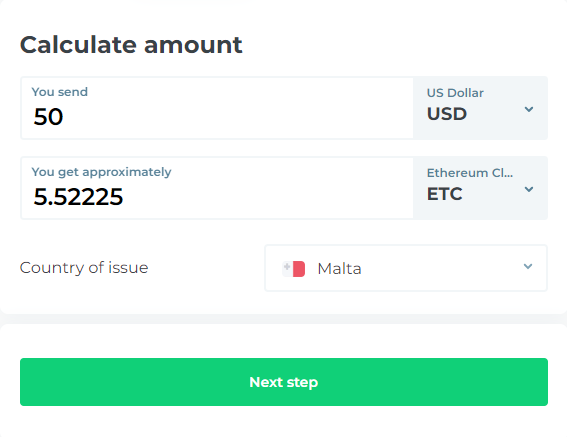 Changelly Buy ETC