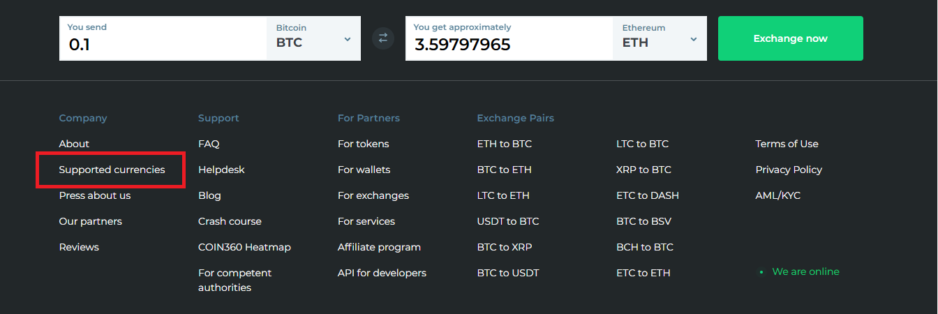 Changelly Supported Currencies