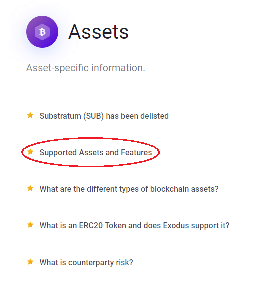 Supported Assets and Features