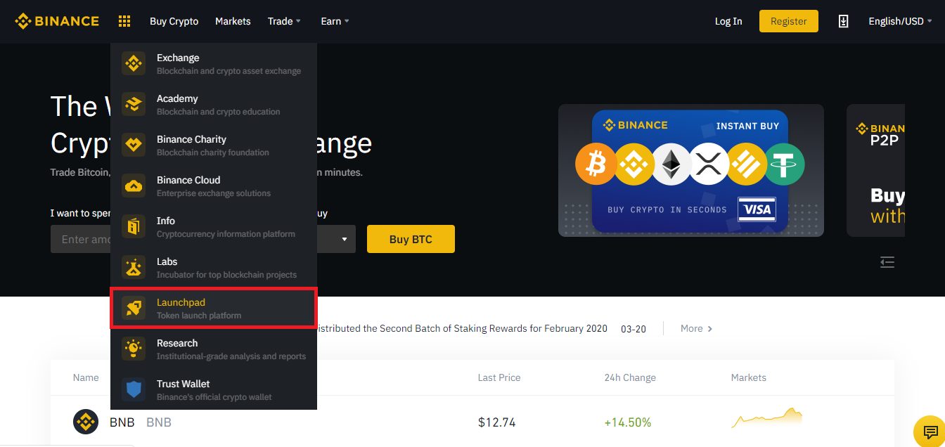 Visit Binance Launchpad