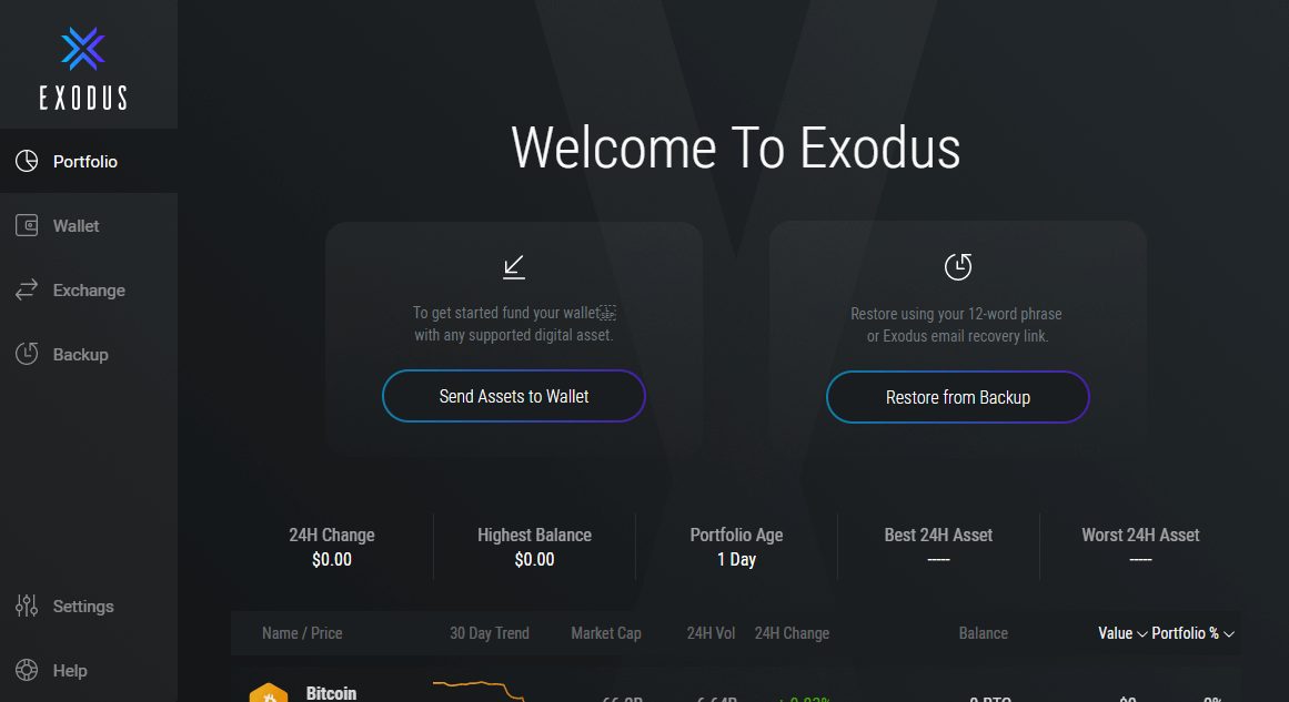 Exodus - Create Wallet