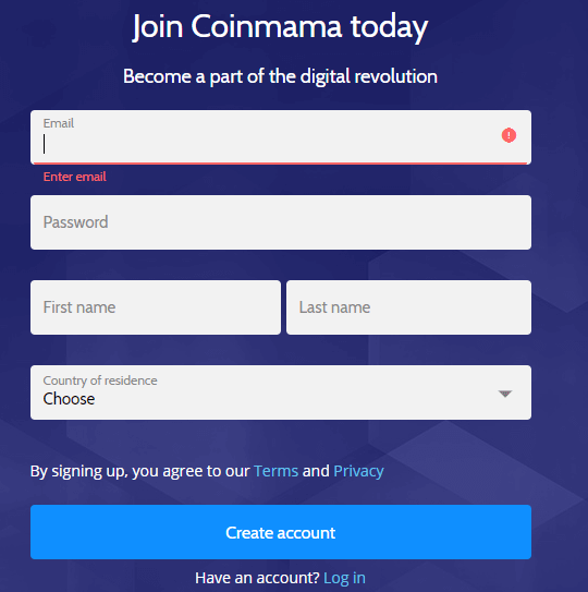 Coinmama - Sign Up