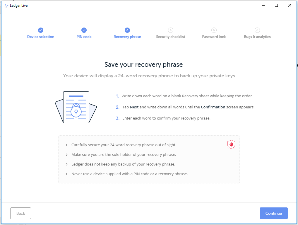 Ledger Nano X Recovery Seed Schritt 3