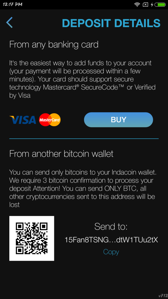 Indacoin wallet deposit options