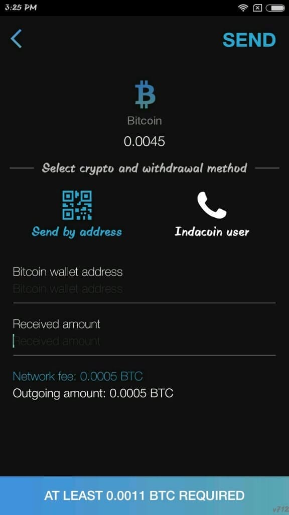 Indacoin wallet send crypto options