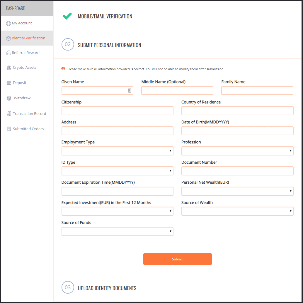 ZBX Identity Verification