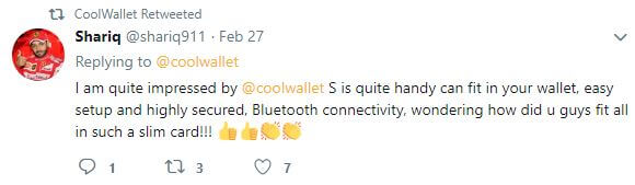 CoolWallet Twitter Comment