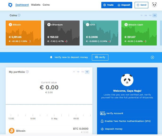 Bitpanda Account Dashboard