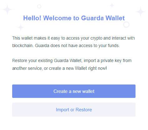 Guarda Wallet Create New Wallet