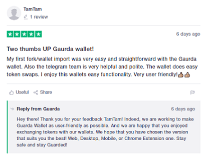 Guarda Wallet - Trustpilot Review