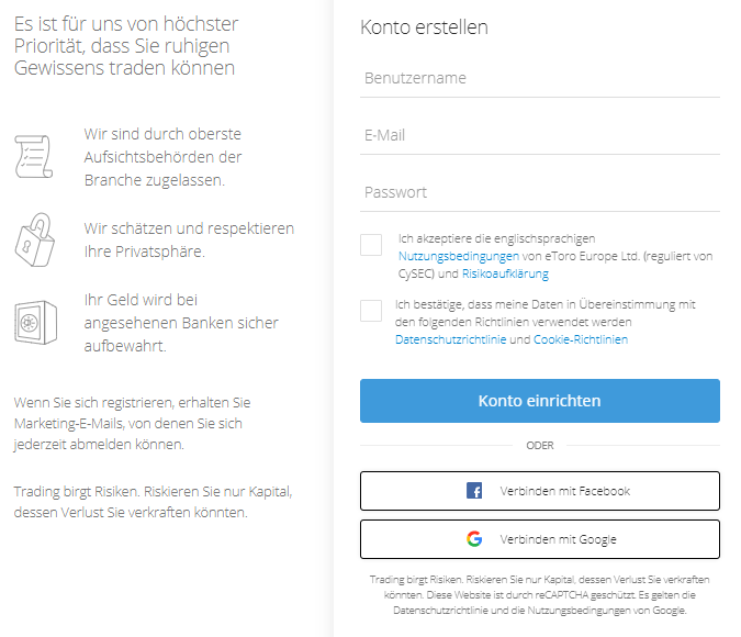 eToro Anmeldung 