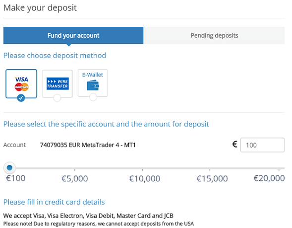 AvaTrade Exchange Deposit Funds