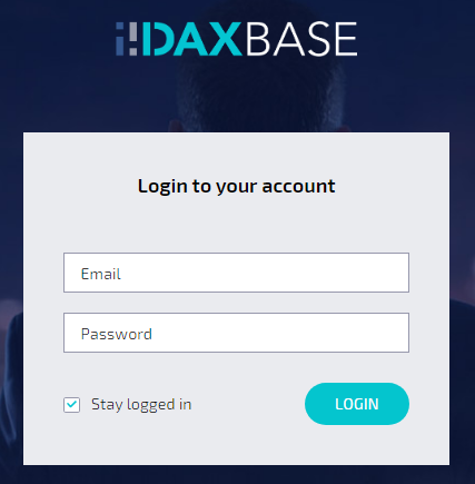 DAXBase Log in Screen