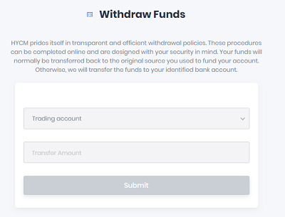 HYCM Withdraw Funds