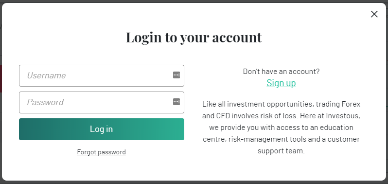 How to Log in on Investous