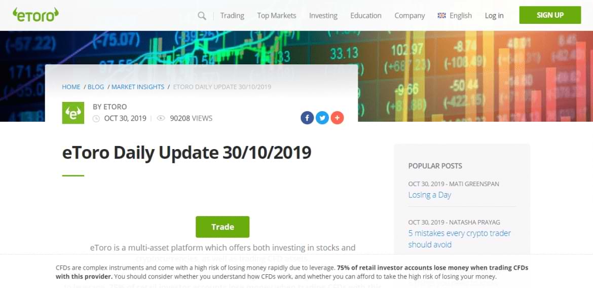 etoro investment daily update