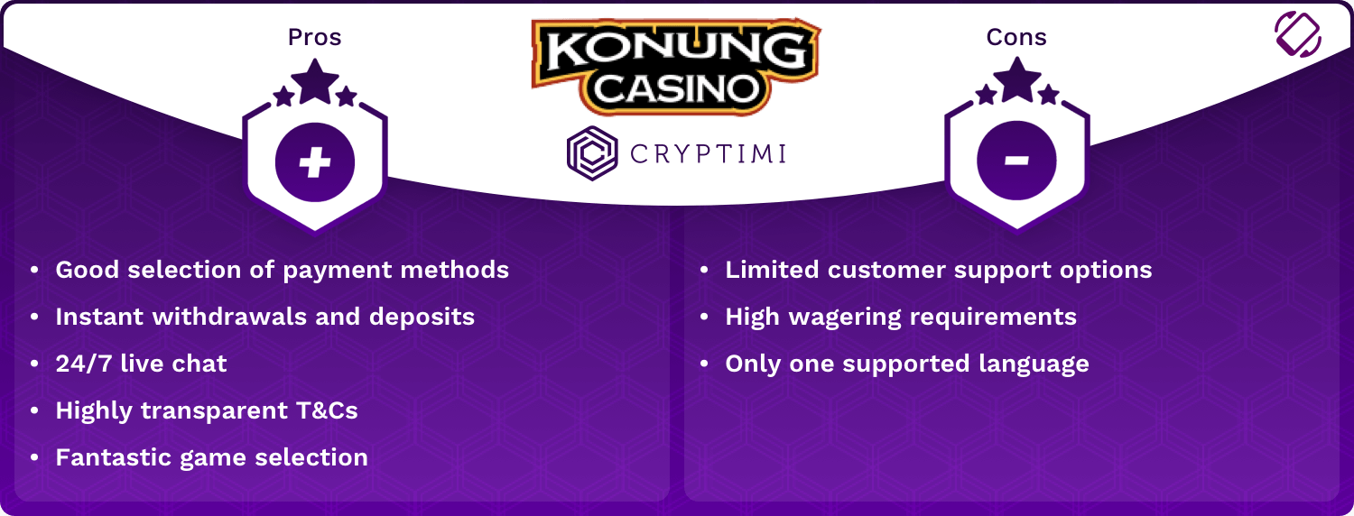 Konung Pros and Cons Infographic