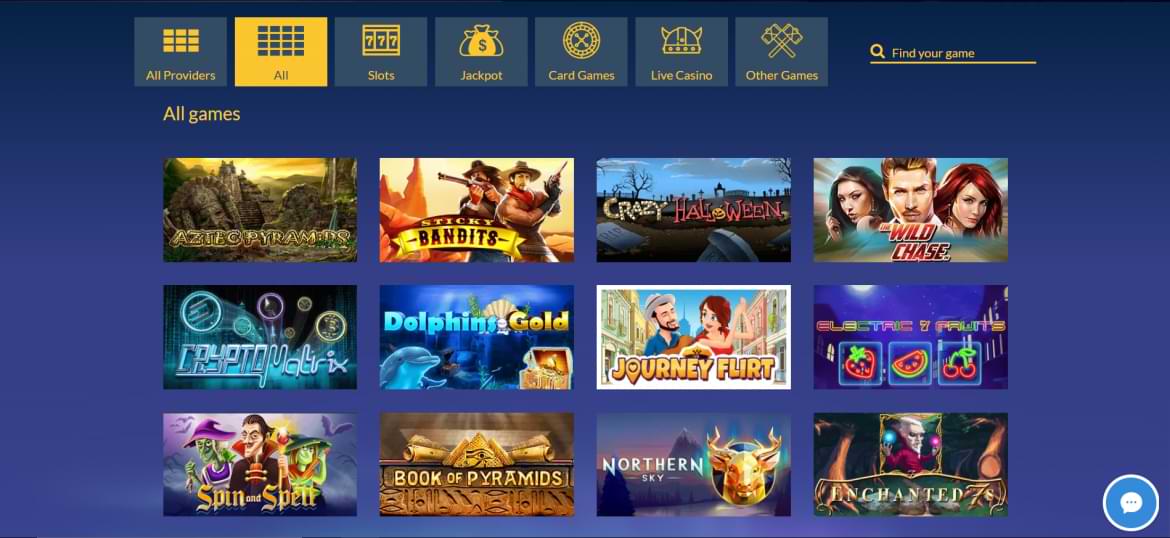 konung casino all games section