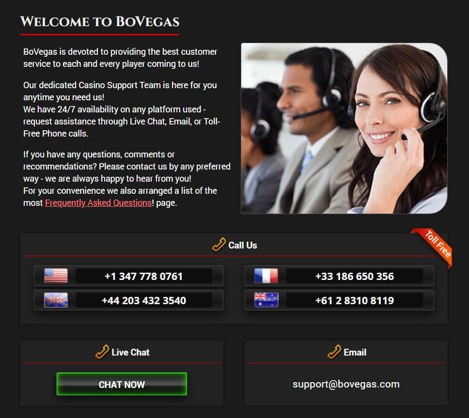 BoVegas Casino Review - Customer Service