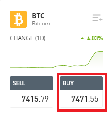 eToro Bitcoin Ticker