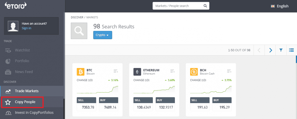 CopyTrader on Etoro