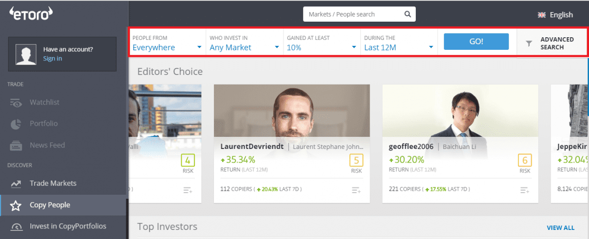CopyTrader on eToro