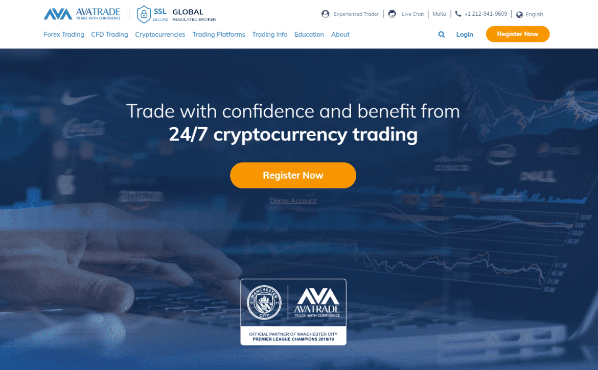 AvaTrade Regulated CFD Broker 24 by 7 cryptocurrency trading