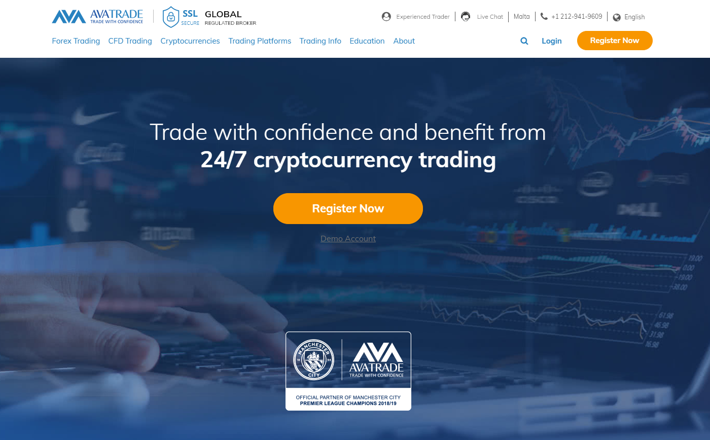 AvaTrade Regulated CFD Broker 24 by 7 cryptocurrency trading