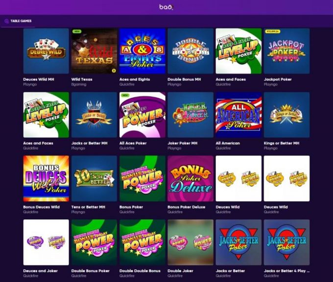 BAO Casino Poker Games Selection