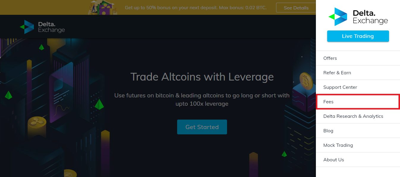 Delta Exchange Fees Page