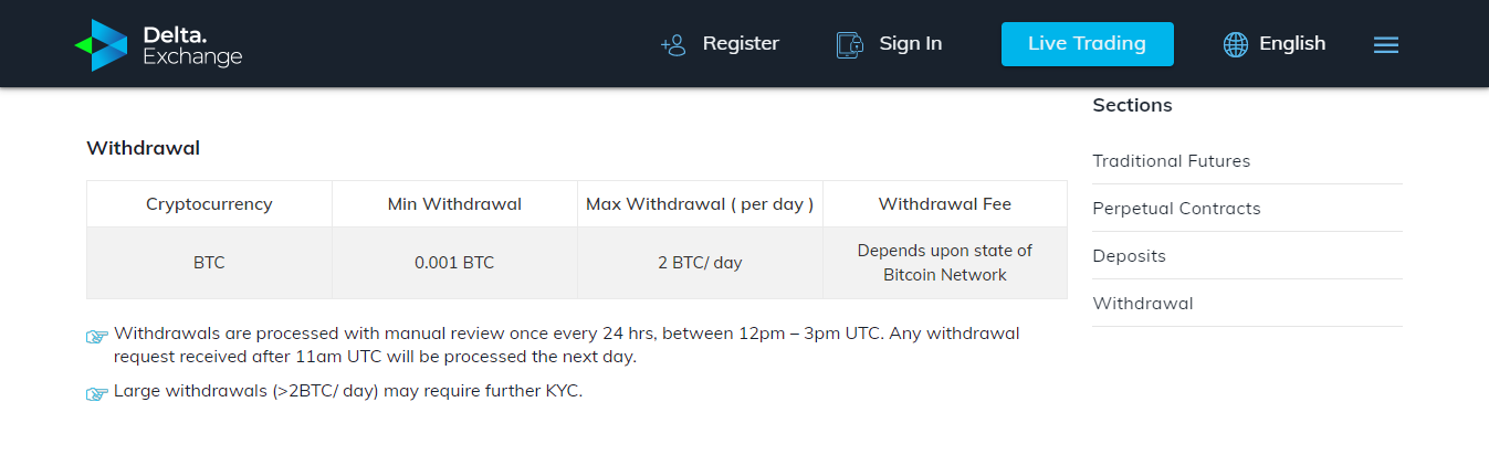 Delta Exchange Withdrawals