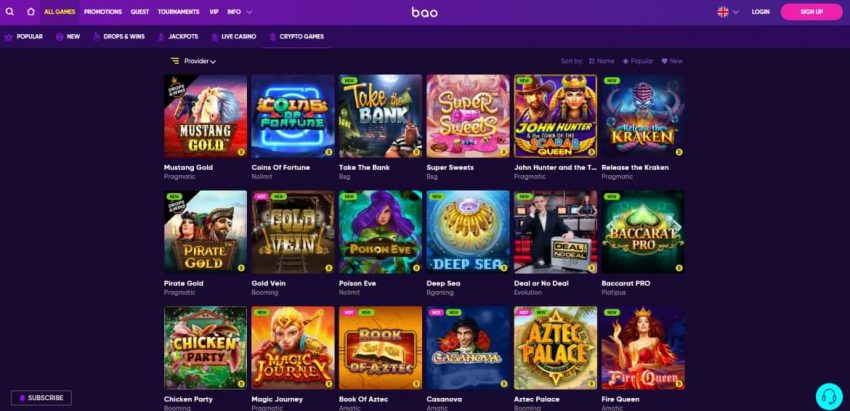 bao casino crypto games section