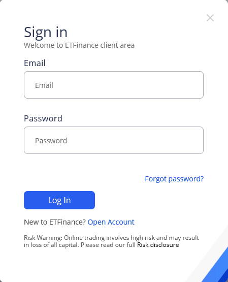 ETFinance Log In