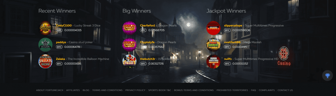 FortuneJack Casino - Big Winners 