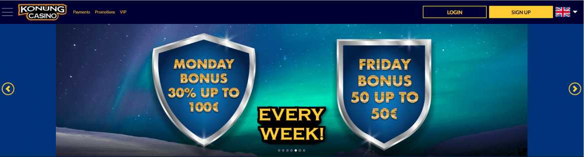 Konung Casino - Weekly Bonuses