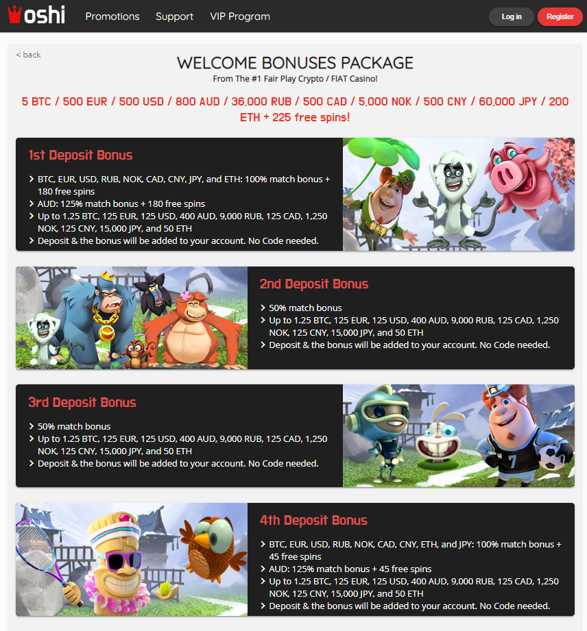 Oshi Casino Free Spins