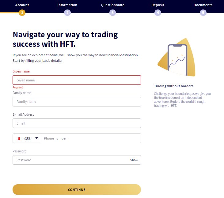 HFTrading Sign Up