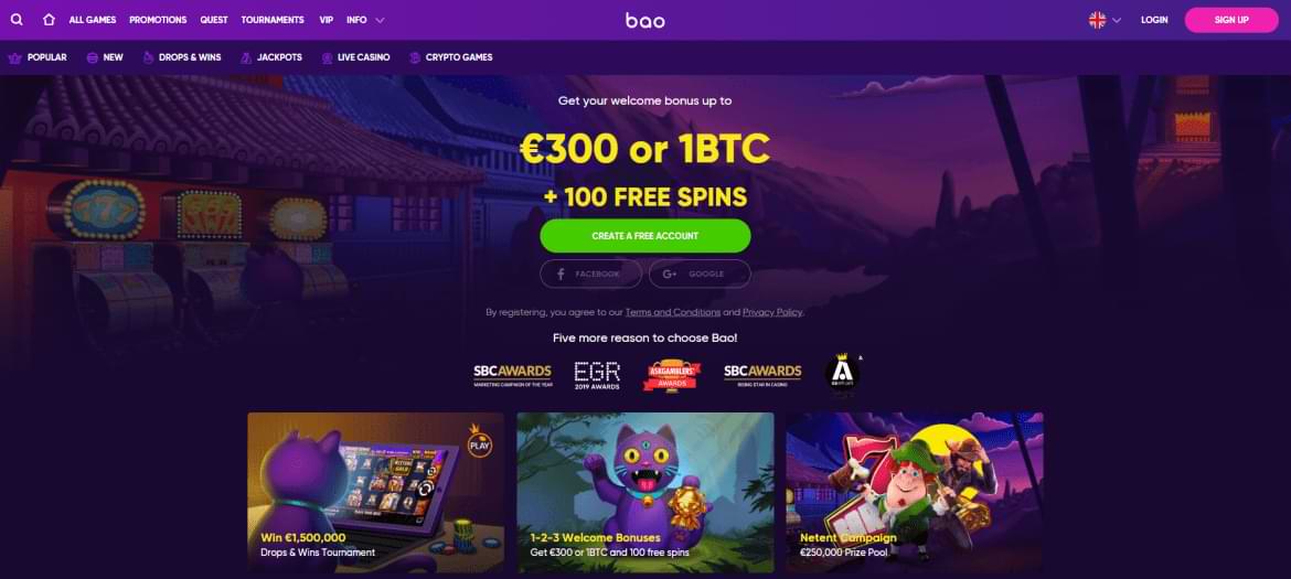 BAO Casino landing page