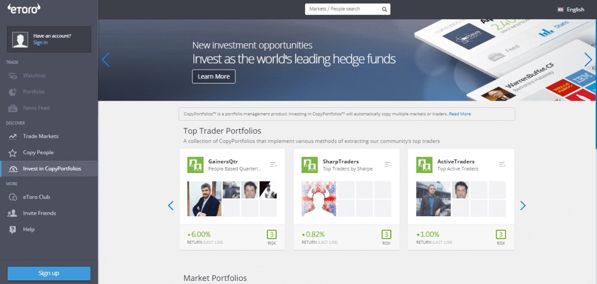 eToro - Copy Trading Portfolios