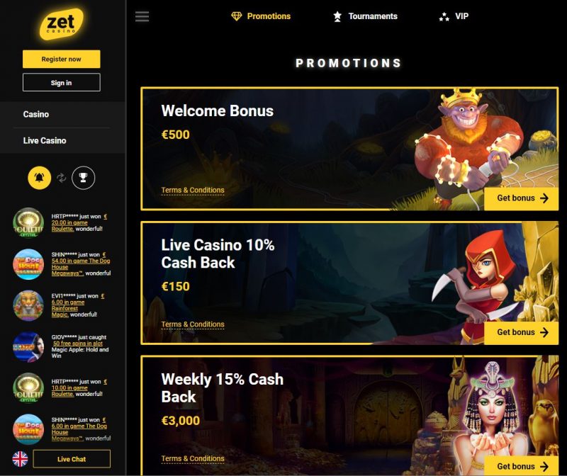 zetcasino promotions