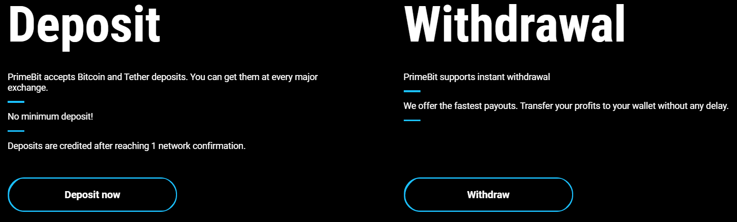 PrimeBit Deposit and Withdrawal