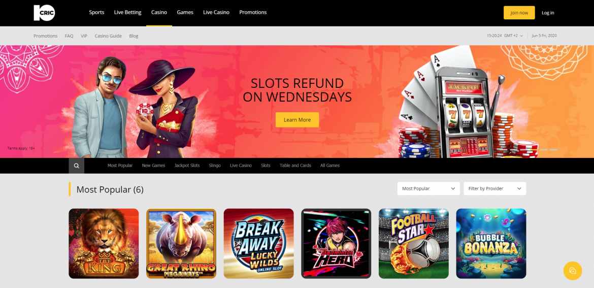 10Cric Casino Landing Page