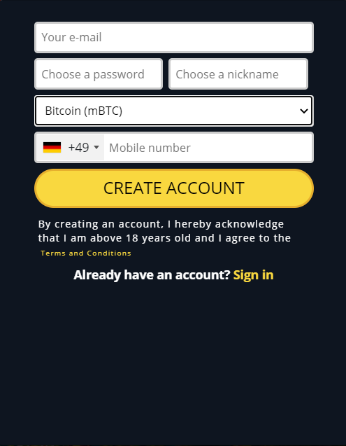 Crypto Thrills Account Creation