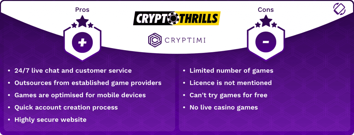 CryptoThrills Pros and Cons