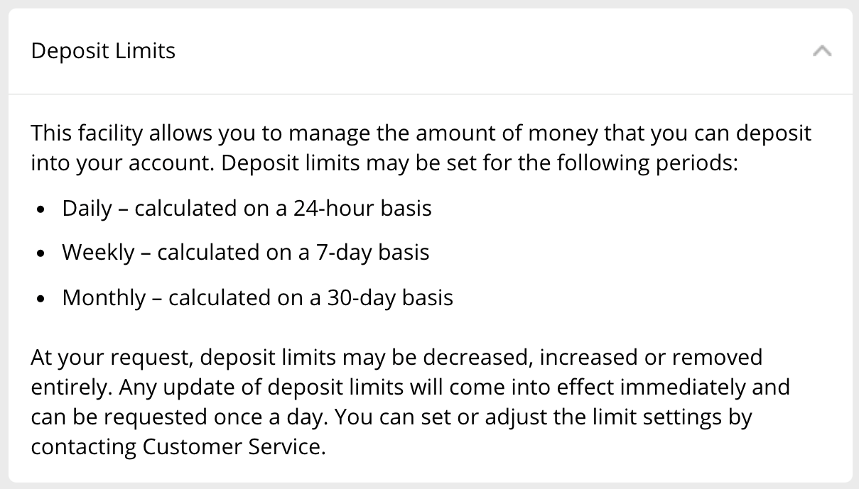 Deposit Limits