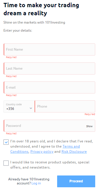 101Investing Sign Up